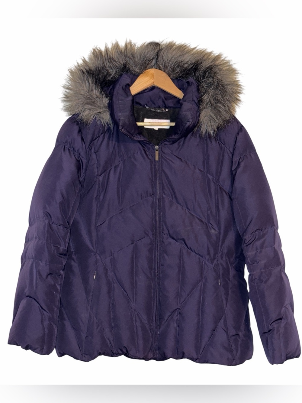 Calvin Klein Duck Down Puffer Coat Minimalist Glam Women’s XL Dark Purple
